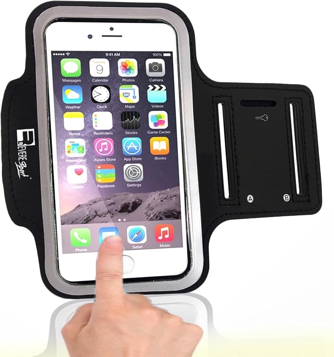 RevereSport Running Armband for iPhone SE 2020 / SE 2022 with Fingerprint ID Access. Sports Phone Arm Case Holder for Jogging, Gym Workouts