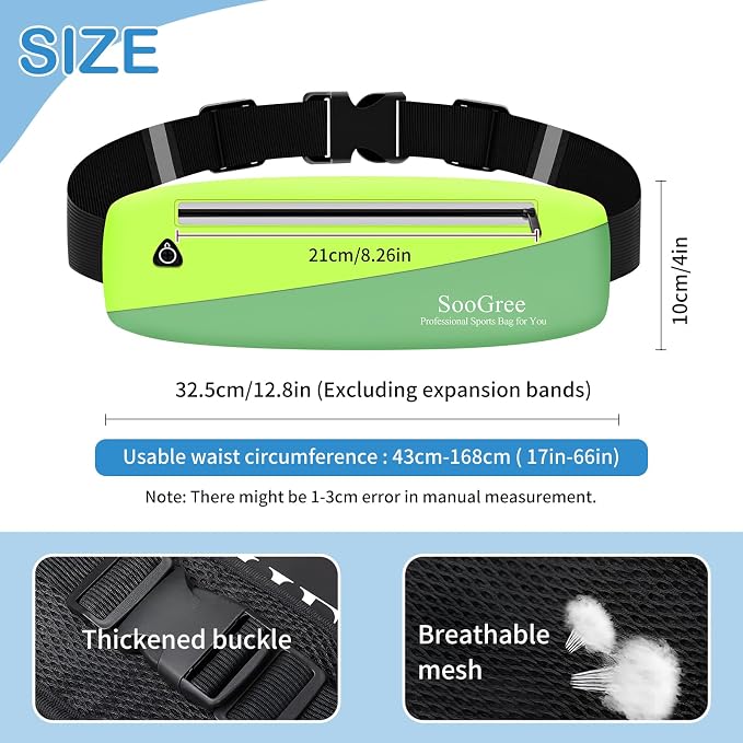 SooGree Slim Fanny Packs for Women Men,Waterproof Waist Pack with Reflective Strip Adjustable Strap,Running Belt for Sports Workout Cycling Hiking, Casual Hands-Free Wallets Phone Bag