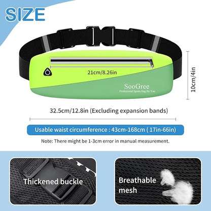 SooGree Slim Fanny Packs for Women Men,Waterproof Waist Pack with Reflective Strip Adjustable Strap,Running Belt for Sports Workout Cycling Hiking, Casual Hands-Free Wallets Phone Bag