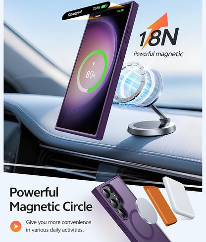 FNTCASE for Samsung Galaxy S23 Ultra Case, Compatible with Magsafe Purple | Translucent Matte Magnetic Back, 14FT Military Grade Drop Protection, Shockproof Protective Phone Cover