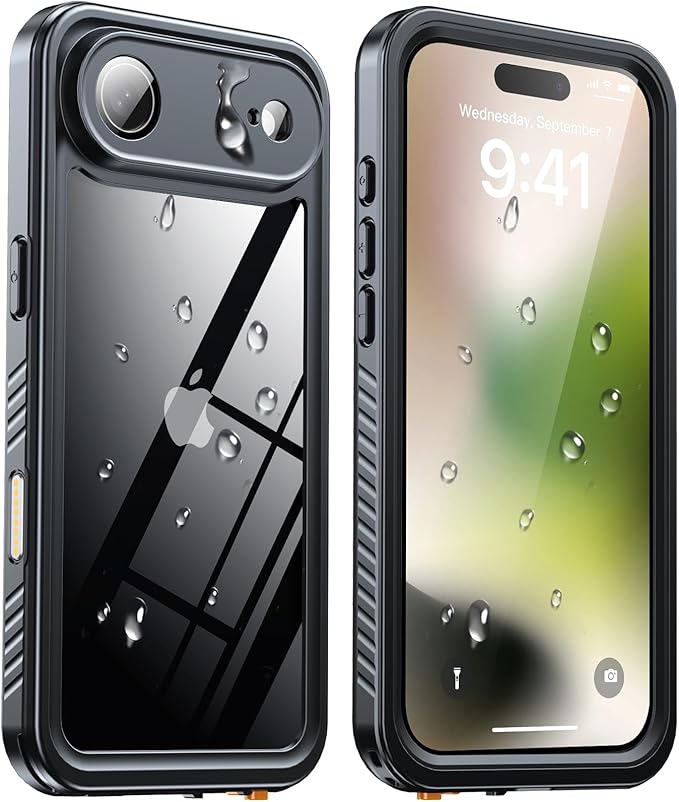 ANTSHARE for iPhone Air Case, IP68 Waterproof Shockproof Case, [Built-in Screen Protector] - 12 FT Military Dropproof - Full Body Heavy Duty Rugged Phone Cover 6.5 inches - Black/Clear