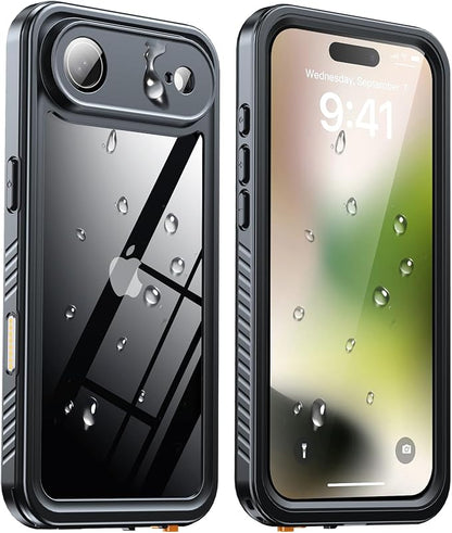 ANTSHARE for iPhone Air Case, IP68 Waterproof Shockproof Case, [Built-in Screen Protector] - 12 FT Military Dropproof - Full Body Heavy Duty Rugged Phone Cover 6.5 inches - Black/Clear