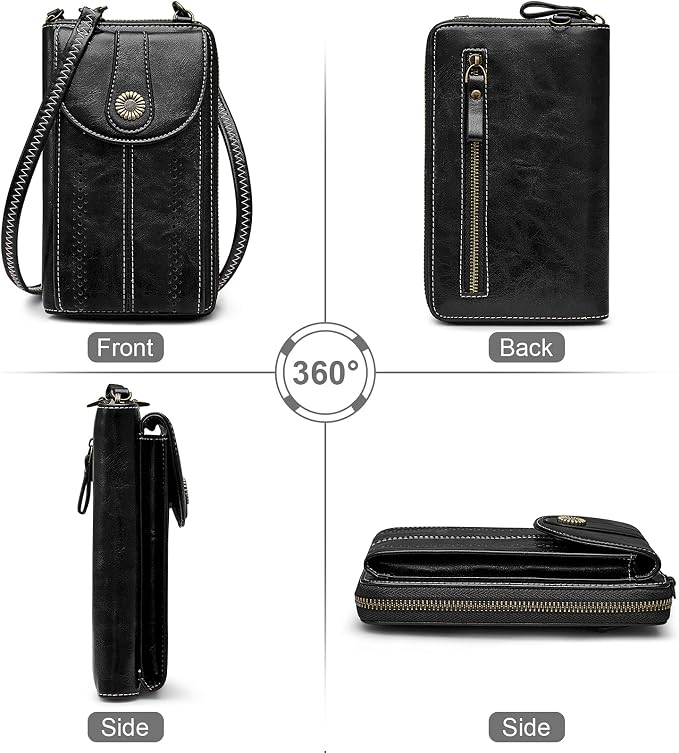 S-ZONE Women RFID Blocking Crossbody Cell Phone Purse Small Faux Leather Wallet Purse