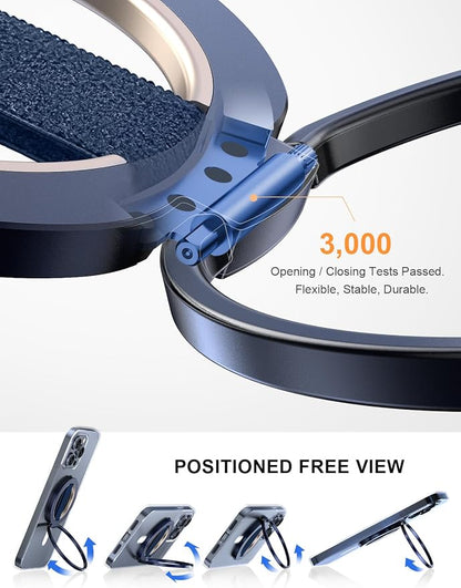 EWA MagOne Ultra for Magsafe Phone Grip Kickstand [Replaceable Elastic Finger Loop], Mag Safe Ring Holder Stand, Two-Sided Magnetic Phone Accessories for iPhone 17,16,15,14,13,12 Pro/Max/Plus-Blue