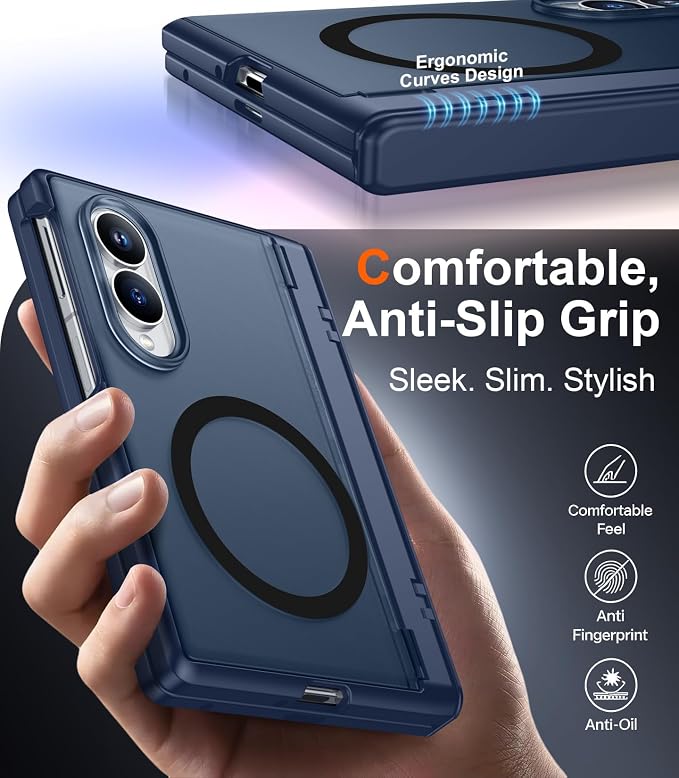 SPIDERCASE Magnetic for Samsung Galaxy Z Fold 8 Case, [Built-in Stable Kickstand] [Rugged Hinge Protection] Military Grade Heavy Duty Drop Protection for Z Fold 8 Durable Cover,Blue