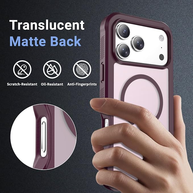 jaroco Magnetic for iPhone 17 Pro Max Case, [Compatible with MagSafe][Military Grade Drop Protection][Heavy Duty Protection][Non-Slip][Shockproof] 2-Layer Durable Bumper Phone Case 6.9''-Wine Red