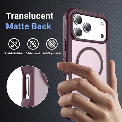 jaroco Magnetic for iPhone 17 Pro Max Case, [Compatible with MagSafe][Military Grade Drop Protection][Heavy Duty Protection][Non-Slip][Shockproof] 2-Layer Durable Bumper Phone Case 6.9''-Wine Red