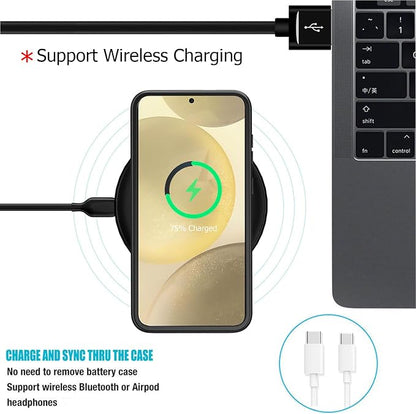 Battery Case for Galaxy S24 Plus,[12000mAh]Large capacity Slim Portable Protective Fast Charging Case Battery Case Compatible with Galaxy S24 Plus(6.7inch) Wireless Charging Case with Carplay-Black