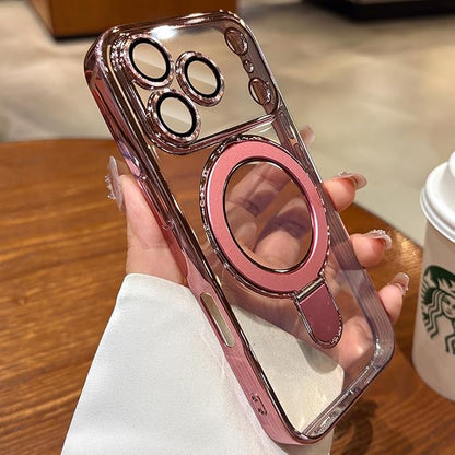 for iPhone 17 Pro Case Magnetic Stand,[Compatible with Magsafe] [Military Protection][Camera Lens Protector] Phone Case Cover for iPhone 17 Pro 6.3" - Pink