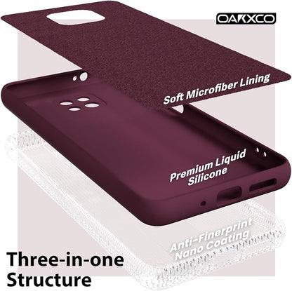 oakxco for Motorola Moto G Power 2021 Phone Case Liquid Silicone, Thin Slim Soft Rubber Gel TPU Plain Simple Cover for Women Girl Cute, Matte Solid Color, Burgundy Plum Wine