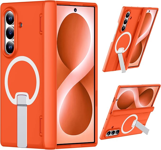 For Samsung Galaxy Z Fold 8 Ultra Case with Kickstand & Screen Protector | MagSafe-Compatible,Military Grade Drop Tested Non-Slip Slim Shockproof Case for Samsung Galaxy Z Fold 8 Ultra-Orange