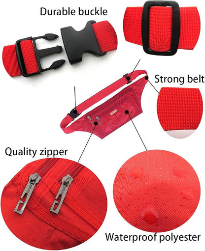 Naoki Outdoor Sports Running Jogging Cycling Hiking Camping Climbing Travel Ultra-thin Waterproof Polyester Waist Pack/Bag Runner Belt(Red)