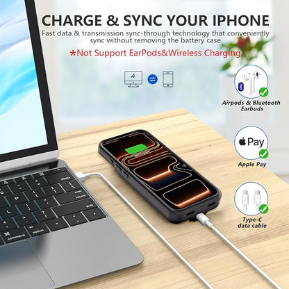 BOPPS Battery Case for iPhone 17 Pro with Stand,Ultra Slim 8500mAh Portable Rechargeable Strong Protective Extended Charger Cover for iPhone 17 Pro Charging Case-6.3inch Black