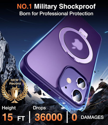 Chicfun 3-in-1 [Magnetic+Kickstand+Ring Holder] for iPhone 12/12 Pro Case Stand Ring Holder Compatible with MagSafe, Military Shockproof Protective iPhone 12/12 Pro Phone Case Kickstand Cover Purple
