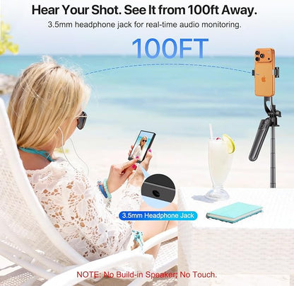 5" Selfie Monitor Screen iPhone 17,1080P Wireless Screen Mirroring Back Camera Monitor iPhone, Magnetic Selfie Screen with Headphone Jack, 2600mAh,100ft Remote for Vlog, Snaplylens for iPhone, Android