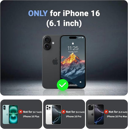 jaroco Magnetic for iPhone 16 Case, [Compatible with MagSafe][Military Grade Drop Protection][Heavy Duty Protection][Non-Slip][Shockproof] 2-Layer Durable Bumper Phone Case 6.1''-Black