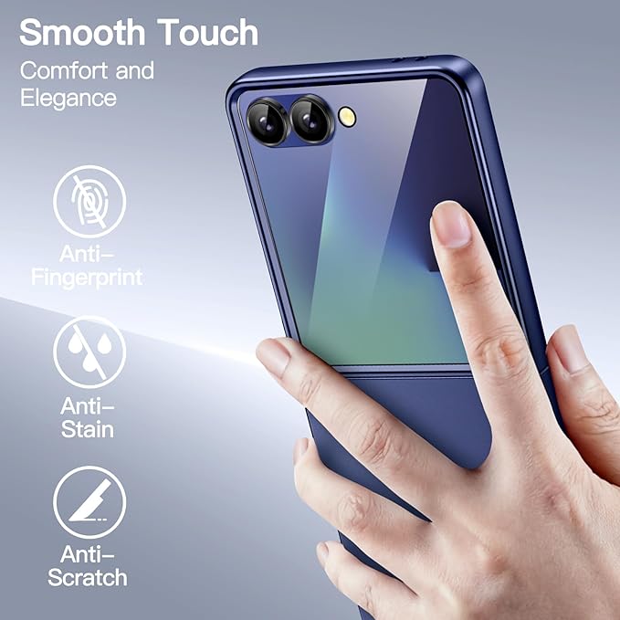 JETech Case for Samsung Galaxy Z Flip 7, Blue Shadow | Built-in Front Screen Protector, Slim Hard PC Design, Shockproof Protection, Anti-Scratch Finish