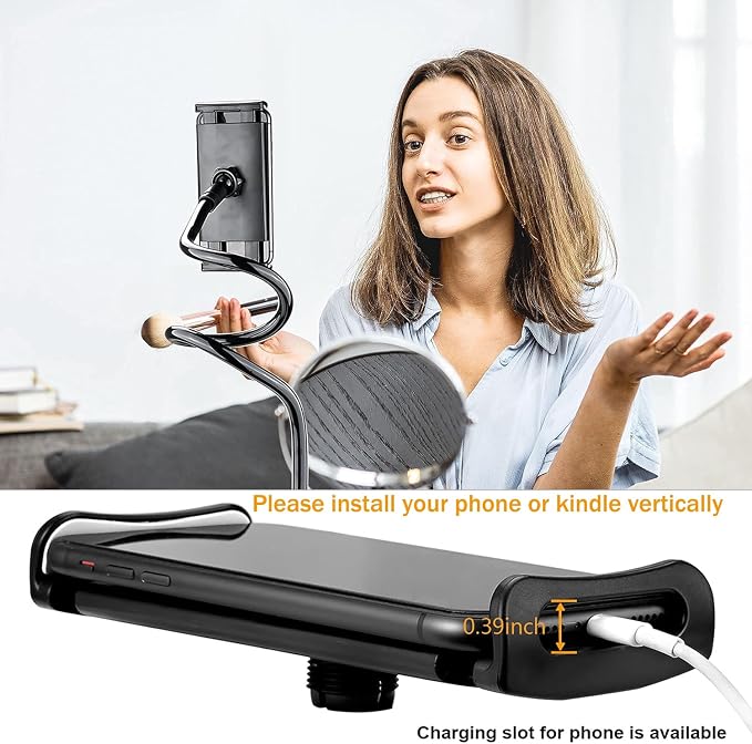 Gooseneck Tablet Holder Stand, Kindle Holder for Bed 33in Flexible Long Arm Clamp Clip Mount for iPad, iPhone, Switch, Galaxy Tabs, Kindle Fire, Phone 4.7''-11'' Tablet Devices