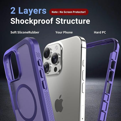 jaroco Magnetic for iPhone 16 Pro Case, [Compatible with MagSafe][Military Grade Drop Protection][Heavy Duty Protection][Non-Slip][Shockproof] 2-Layer Durable Bumper Phone Case 6.3''-Dark Purple