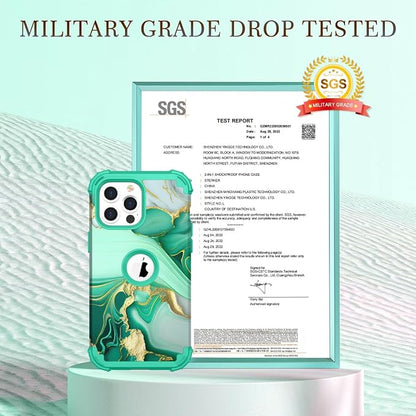 Hocase for iPhone 15 Pro Max Case, Heavy Duty Shockproof Protection Soft Silicone Rubber Bumper+Hard Plastic Hybrid Protective Case for iPhone 15 Pro Max 6.7" 2023 - Mint Green