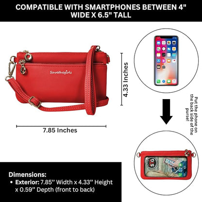 Save the Girls Cell Phone Purse - Touch Screen Women’s Crossbody Bag - Clutch Purses for Women (Bella) | Touch Screen, for Women