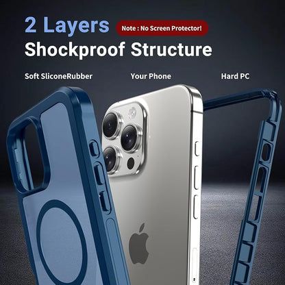 jaroco Magnetic for iPhone 16 Pro Max Case, [Compatible with MagSafe][Military Grade Drop Protection][Heavy Duty Protection][Non-Slip][Shockproof] 2-Layer Durable Bumper Phone Case 6.9''-Deep Blue