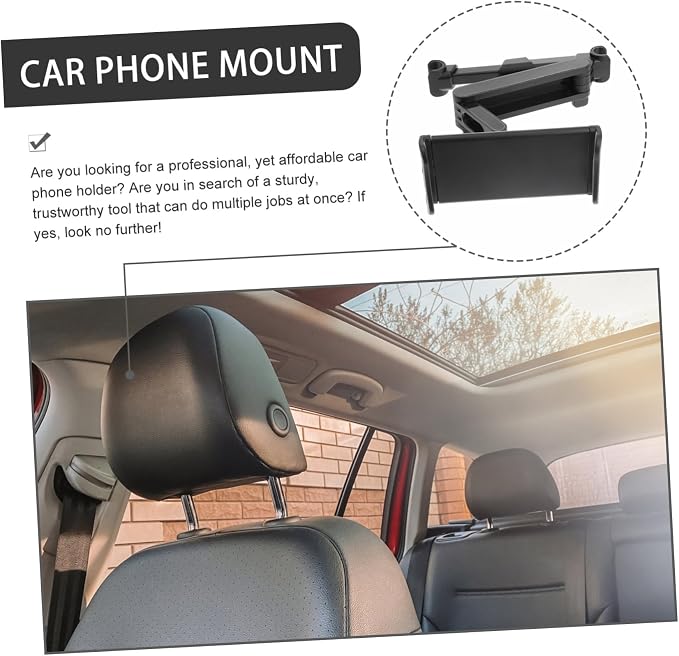 Homoyoyo 1pc Car Seat Headrest Phone Holder Tablet Mount for Rear Seat Compatible with Devices Sturdy Arm for Stability for Family Travel and Entertainment