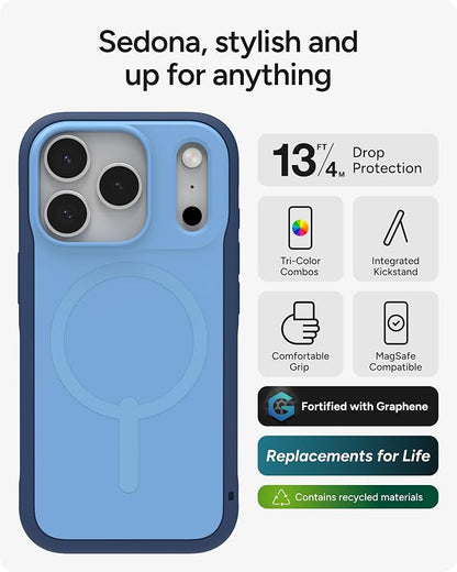 ZAGG Sedona Snap Case for iPhone 17 Pro - Blue Royal Ember, Drop Protection (13ft/4m), Graphene-Reinforced Multi-Layer Protection, MagSafe Phone Case with Impact-Absorbing Bumpers, Slim & Lightweight