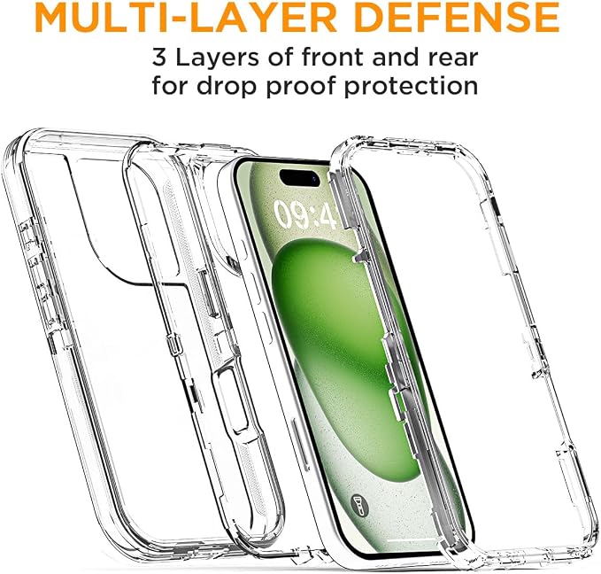 AICase for iPhone 15 Case Clear 3 in 1 Heavy Duty Drop Protection Full Body Rugged Shockproof/Dust Proof 3-Layer Military Protective Tough Durable Cover for iPhone 15 6.1"_1