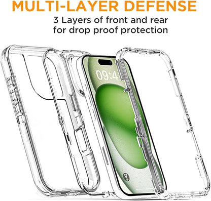 AICase for iPhone 15 Case Clear 3 in 1 Heavy Duty Drop Protection Full Body Rugged Shockproof/Dust Proof 3-Layer Military Protective Tough Durable Cover for iPhone 15 6.1"_1
