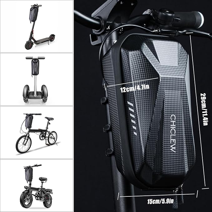 CHICLEW Portable Electric Scooter Bag, Quick Release Scooter Storage Bag with 2L/3L Large Capacity, Waterproof Front Handlebar Bag for Carrying Phone, Wallet, Tools