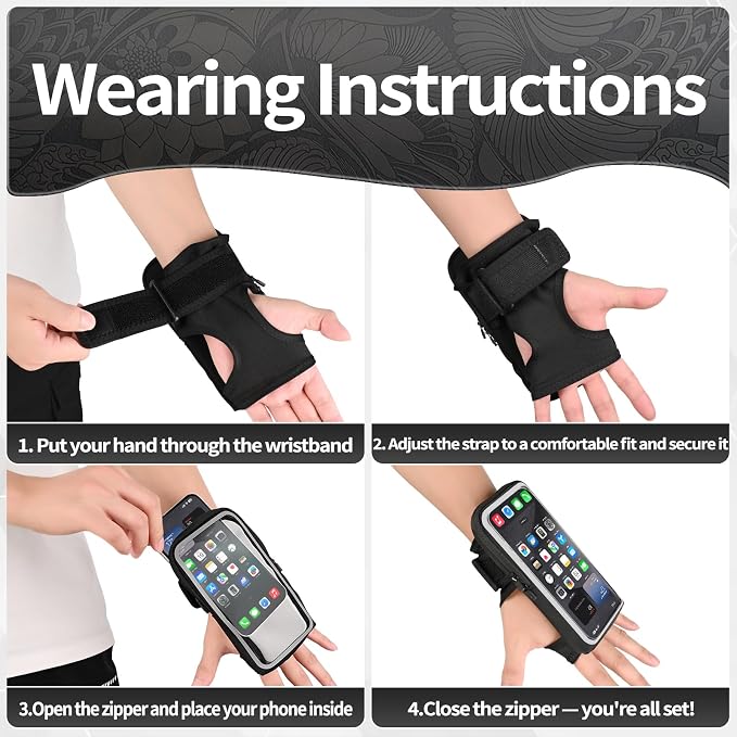 Running Armband Phone Holder for iPhone 17/16/15/14/13/XR Pro Max Plus,Forearm Wristband Adjustable with Card Slot Sport Arm Bag for Cycle Gym Sweatproof Jogging Accessories Workout Armbands