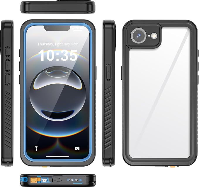 ANTSHARE for iPhone 16E Case, IP68 Waterproof with Built-in Screen Protector&Lens Protector [14FT Military Shockproof] Full Body Heavy Duty Protective Phone Case for iPhone 16E, Blue