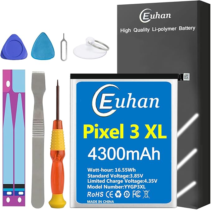 Google Pixel 3XL Battery, [Upgraded] Euhan 4300mAh Li-Polymer Replacement Battery for HTC Google Pixel 3 XL G013C with Repair Tool Kit [24 Month Service]