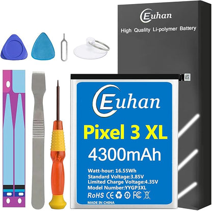 Google Pixel 3XL Battery, [Upgraded] Euhan 4300mAh Li-Polymer Replacement Battery for HTC Google Pixel 3 XL G013C with Repair Tool Kit [24 Month Service]