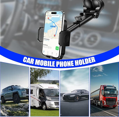 HZEL Car Dash Mount Phone Holder, 360° Adjustable Strong Suction Cup Vehicle Windshield Mobile Phone Mount, Hands Free Automotive Cellphone Stand, Suitable for 1.97-4.33" Smartphone (Grey)