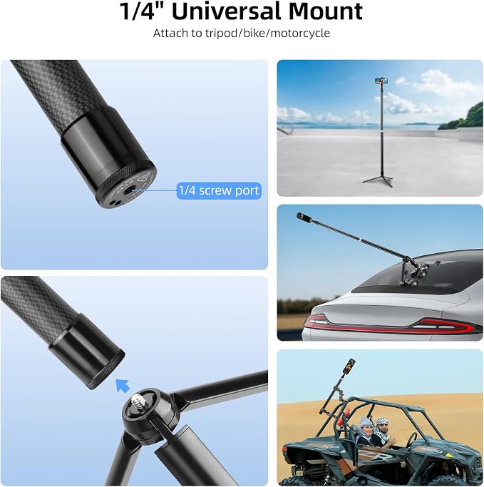 BRDRC 3m Selfie Stick for Insta360 X5 X4 Air, 118 Inch Carbon Fiber Invisible Ultra Long Extension Pole for Insta 360 ONE X5 X4 X3 RS, for DJI OSMO 360 Accessories (with Go Pro Adapter, Storage Bag)