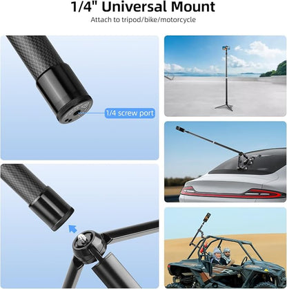 BRDRC 3m Selfie Stick for Insta360 X5 X4 Air, 118 Inch Carbon Fiber Invisible Ultra Long Extension Pole for Insta 360 ONE X5 X4 X3 RS, for DJI OSMO 360 Accessories (with Go Pro Adapter, Storage Bag)