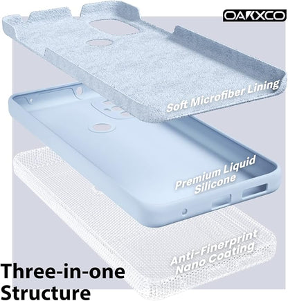 oakxco for Motorola Moto G Power 2022 Phone Case/Moto G Play 2023 Phone Case Liquid Silicone, Thin Slim Soft Rubber Gel TPU Plain Simple Cover for Women, Matte Solid Color,Light Blue