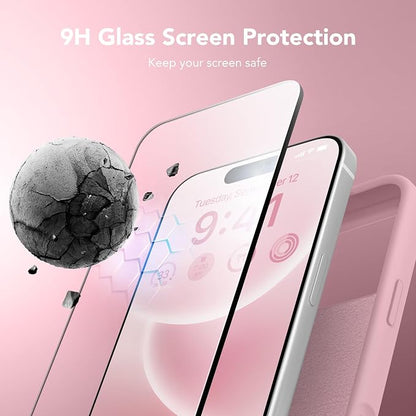 GONEZ Magnetic for iPhone 17 Pro Case, Compatible with MagSafe, [Screen Protector + Camera Lens Protector], Liquid Silicone Anti-Scratch Shockproof Protective Phone Case 6.3 inch, Peach Pink
