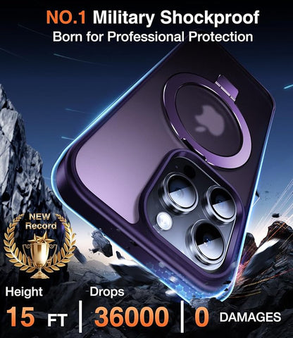 Chicfun 3-in-1 [Magnetic+Kickstand+Ring Holder] for iPhone 14 Pro Case with Magnetic Stand Ring Compatible with MagSafe Phone Case iPhone 14 Pro Military Shockproof Protective Deep Purple