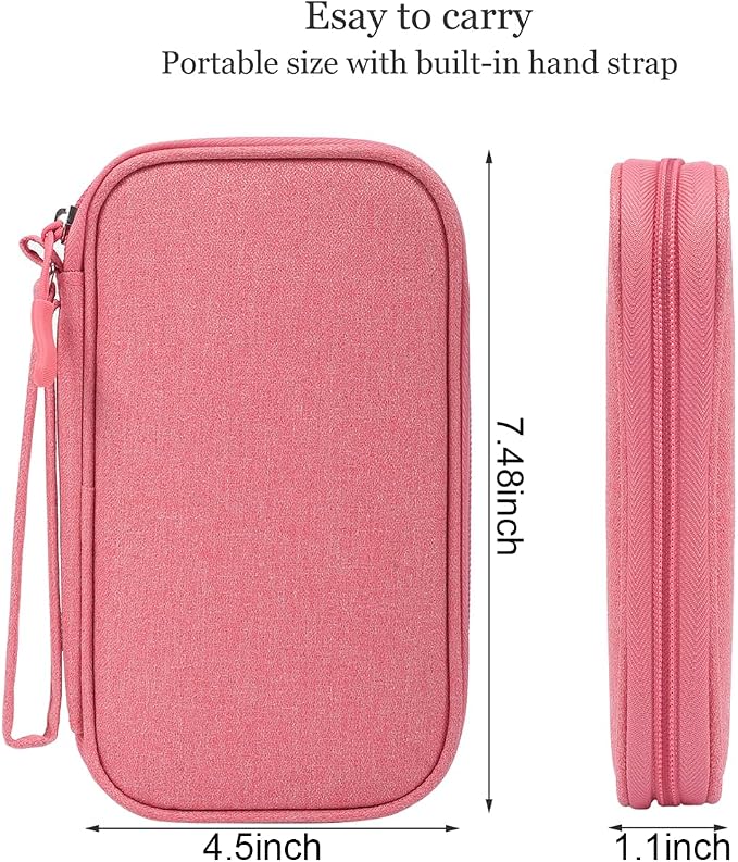 CAAORDKSO Electronic Organizer Travel Cable Accessories Bag, Electronic Organizer Case, Electronic Accessories Organizer Pouch Bag for Cable, Cord, Charger, Phone, Power Bank, Earphone (Pink)