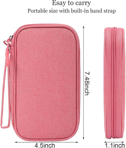 CAAORDKSO Electronic Organizer Travel Cable Accessories Bag, Electronic Organizer Case, Electronic Accessories Organizer Pouch Bag for Cable, Cord, Charger, Phone, Power Bank, Earphone (Pink)