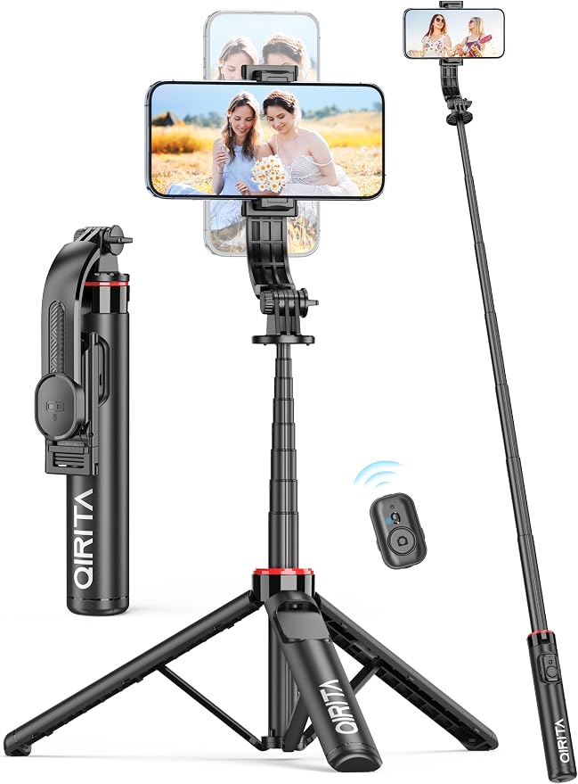 Selfie Stick Phone Tripod with Remote, 51" Aluminum Phone Stand for Cell Phone, 360° Rotation Portable Selfie Stick Tripod for iPhone 15/14 Pro Max/14 Pro/14/13 Pro, Android
