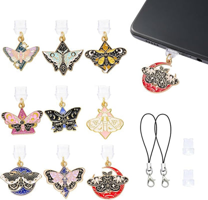 7-10Pcs Dust Plug Charm Type C with Alloy Pendants Cute Cell Phone Charms for Most Type C Phone,Readers Device