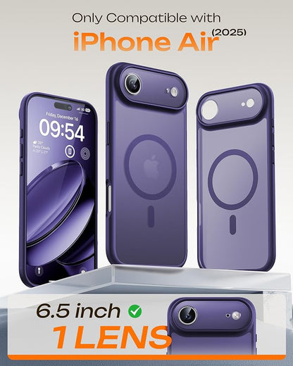 TOCOL for iPhone Air Case, Compatible with Magsafe Charger, Full Camera Protection, Drop Protection, Translucent Matte Phone Case for iPhone 17 Air 6.5 inch (Midnight Purple)