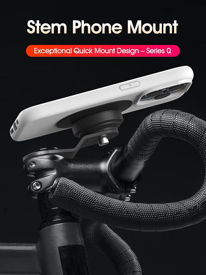 sincetop Bike Phone Mount - Series Q [ Quad ] - Mountain Bicycle Stem Phone Holder - Quick Lock & Release - Aluminum Handlebar Cycling Cell Holder for MTB Ebike Road Electric Gravel Bikes