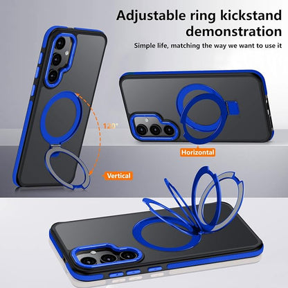 for Samsung Galaxy S24 Plus Case, Magnetic Adjustable Ring Stand [Fit for Magsafe], [Military-Grade Shockproof Protection] Phone Case with Kickstand&Ring Holder (Blue)