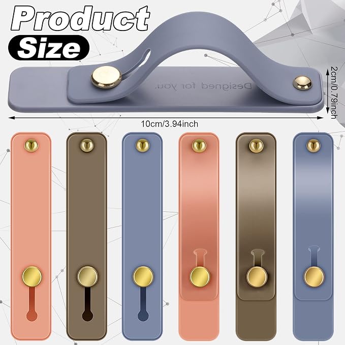 Weewooday 6 Pieces Phone Grip Holder Cell Phone Grip Strap Telescopic Finger Strap Stand Universal Finger Kickstand for Most Smartphones(Blue, Pink, Coffee)