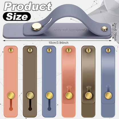 Weewooday 6 Pieces Phone Grip Holder Cell Phone Grip Strap Telescopic Finger Strap Stand Universal Finger Kickstand for Most Smartphones(Blue, Pink, Coffee)
